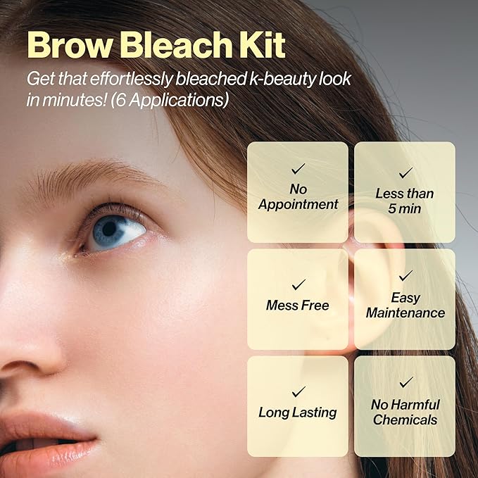 ENTROPY Makeup Brow Bleach Kit, Gentle & Effective Eyebrow Lightening Up-to 4 weeks for All Brow Types, Quick 5-Minute Application, Easy-to-Use, 6 Applications