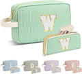 Travel Makeup Bag Christmas Gifts for Women Girl Teens, Personalized Initial Makeup Bag for Cute Teen Girls, Preppy Stuff Toiletry Bag Cosmetic Bag, Teen Girls Gift Trendy Stuff, Letter W