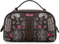Montana West Wrangler Makeup Bag for Women Small Cosmetic Toiletry Bags Western Paisley Make Up Pouch Durable Cute Travel Purse, Coffee