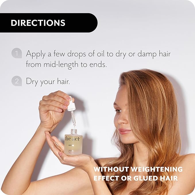 The Act Hair Oil for Dry & Frizzy Hair – Leave-In Lightweight Treatment with Argan, Coconut & Castor Oil – Non-Greasy Finish – 1.69 fl oz