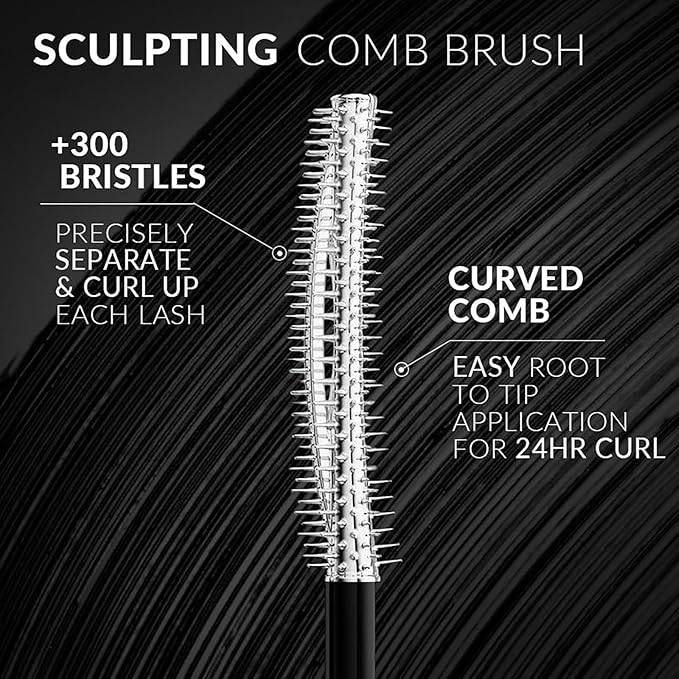 Black Waterproof Mascara for Volume and Length, Natural Defining Curling Long-Lasting Eyelashes, No Flaking, No Smudging (Black(1pcs))