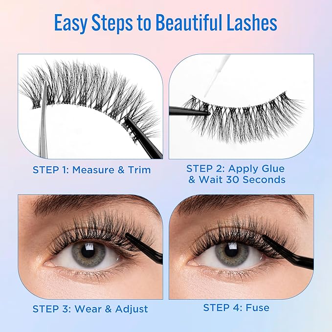 Eyelashes Natural Look False Lashes - Bepholan Fake Eyelashes 5D Super Fluffy False Eyelashes Black Band Wispy Lashes 3-Pack Faux Mink Lashes(XMZ91)