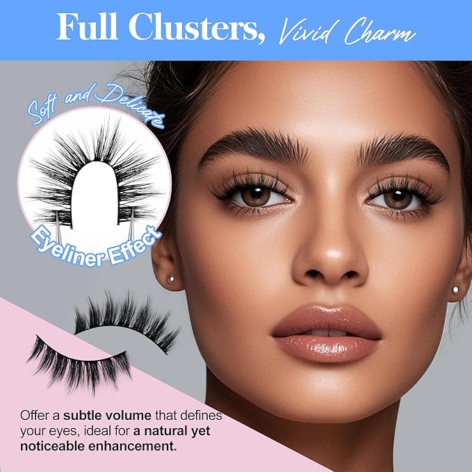 Lashes Natural Look False Eyelashes - Bepholan Fake Eyelashes 3D Super Fluffy False Lashes Black Band Wispy Lashes 3-Pack Faux Mink Lashes,XMZ21-3