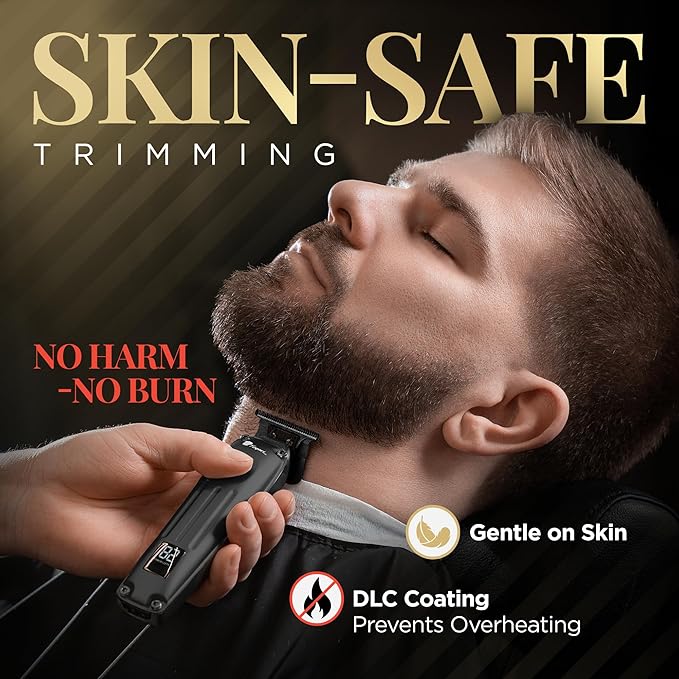 Fagaci Professional Zero Gapped Trimmer for Men, 5X Longer Sharpness Cordless Beard Trimmer for Men, T Liners Professional Trimmers for Barbers with Brushless Motor, Zero Gap Trimmers Barber T Blade
