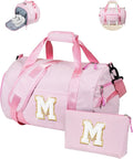 Gift for Teenager, Girls Travel Duffle Bag, Kids Initial Overnight Bags with Shoe Compartment, Personalized Weekender Bag with Makeup Pouch, Teen Girl Gifts Trendy Stuff (Letter M)