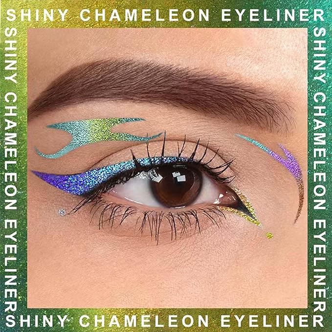 Blue Eyeliner Chameleon Metallic Glitter Eyeliner Pen Multicolor Cream Shimmer Glitter Smooth Eyeshadow Stick Waterproof Long Lasting Eye liner Pencil,Smudge-proof, Transfer-proof # 06