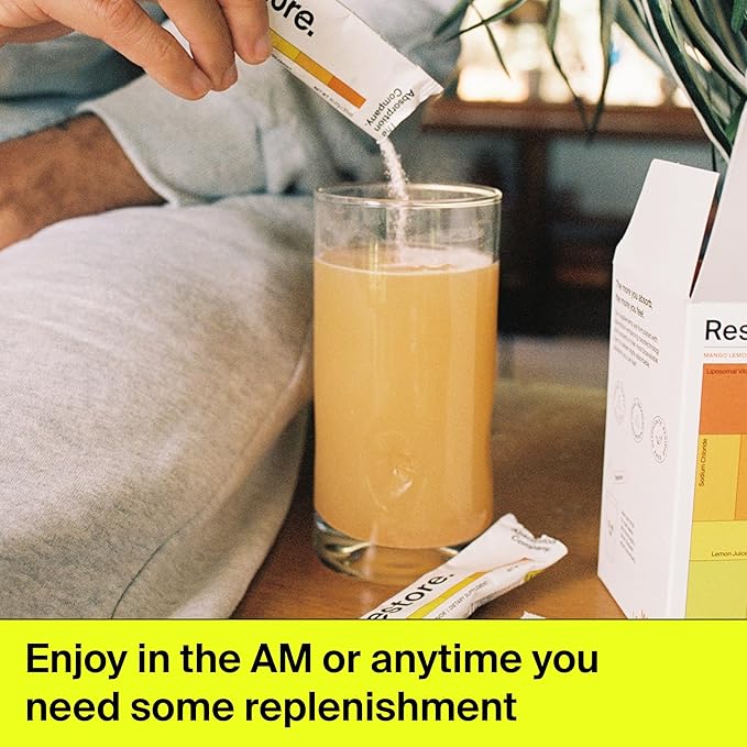The Absorption Company Electrolyte Powder Packets - Workout Recovery & Hydration Drink Mix with Liposomal Glutathione, Vitamin C & Methylated B Vitamins - Mango Lemonade (28 Sticks)