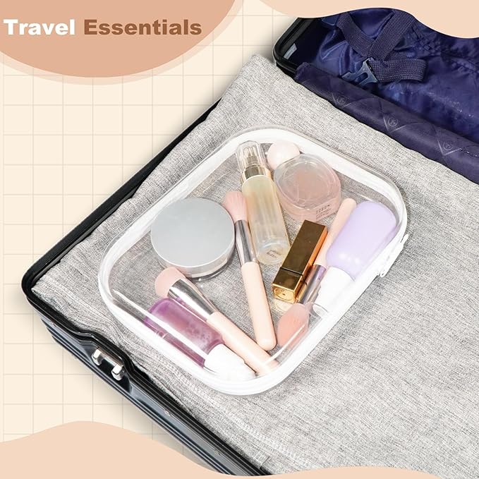 3pcs Clear Hard Shell Zipper Case, Transparent Hard Plastic Zipper Pouches, Portable Travel Organizer, Clear Toiletry Bag, Craft and Arts Organizer, Toy Storage Bins, Stackable Hard Side Plastic Case