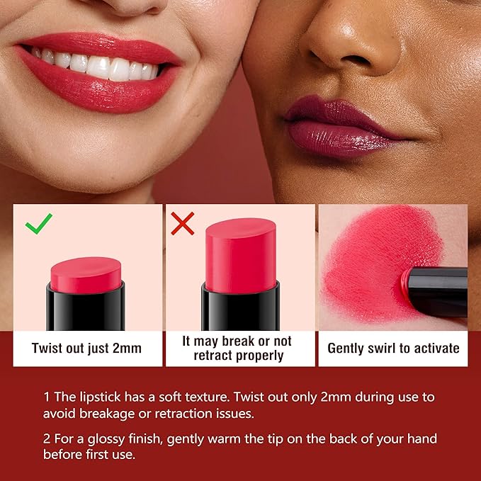 2-Pack Petal Pink&Latte Brown Moisturizing Lipstick Set – Hydrating Creamy Lip Color for Dry, Cracked Lips, Weightless Glossy Lip Balm with Vitamin E, Long Lasting Vegan Lipstick