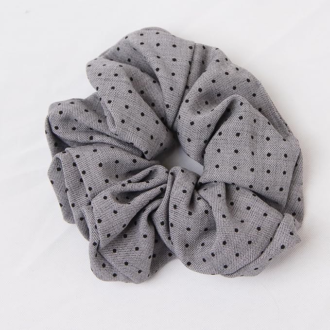 Headband and Scrunchie Set for Women 2Pack Hair Ties for Girls Elastics Bands Ponytail Holder Hair Accessories Grey Dot