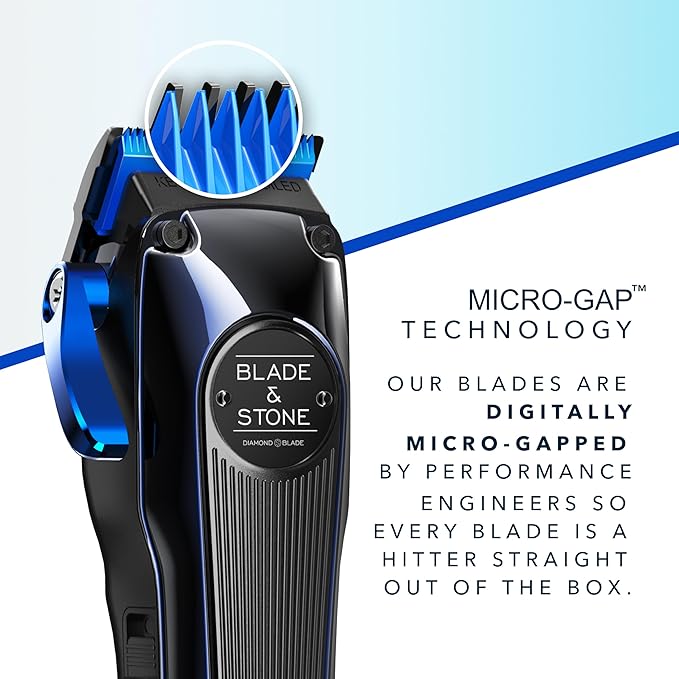 Blade & Stone™ Professional Barber Hair Clippers for Men PC801 Clipper | Diamond-S™ Blade | Micro-Gap Tech | Professional 7200 RPM Digital Motor, All-Metal, Cordless Clippers - Dark Night