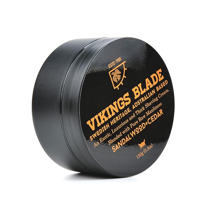 VIKINGS BLADE Luxury Shaving Cream, Sandalwood & Western Red Cedar, Silky Buttery Smooth, Surfactant Base. Refreshing, Clean, Close, FOAMING Shave Cream