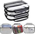 3 Pack Clear Hard Shell Zipper Case, Clear Makeup Bags with Handle, Hard Shell Travel Case, Waterproof Diaper Bag Organizing Pouches, Toiletry Bag for Travel, Hard Shell Zipper Case for Snacks