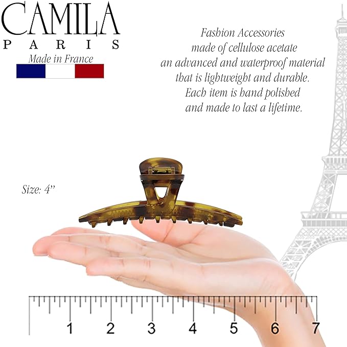 Camila Paris CP2382 French Hair Clip for Women, Narrow, Strong Hold Grip Double Teeth Girls Hair Claw Clips Jaw, Fashion Durable Styling Hair Accessories for Women, Made in France
