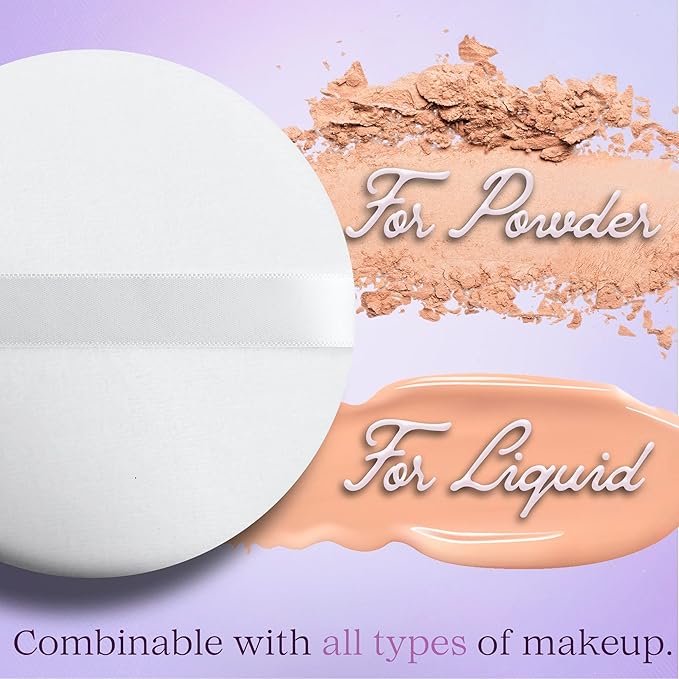 NextClimb Extra Large 4.5” White 100% Cotton Powder Puff for Makeup, Round, Comfortable to Hold