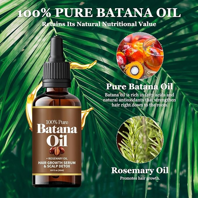Batana Oil with Rosemary for Hair Growth,100% Organic Batana Oil from Honduras with Rosemary,Nourishes hair, for All Hair Types, 30ml / 1 Fl Oz (1pcs), Brown