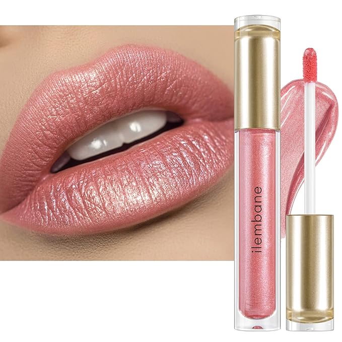 Nude Pink Metallic Liquid Lipstick – Long Wear Waterproof Lip Gloss with High Pigment, Smudge-Proof, Non-Sticky, Lightweight Lip Makeup for Party, Stage & Daily Wear (Glow Time)