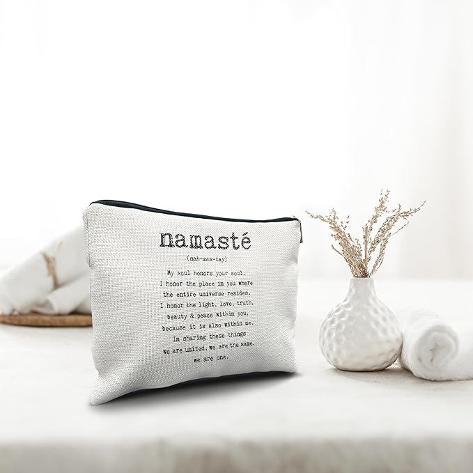 Nogrit yoga gifts for women,yoga gifts for yoga instructor, unique yoga gifts for yoga teacher Yoga Makeup Bag, Namaste Meaning Mindfulness Makeup Travel Toiletry Bag,Gifts for Yoga Lovers