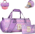 Gifts for 5 Year Old Girl, Girls Travel Duffel Bag, Kids Initial Overnight Bags with Shoe Compartment, Personalized Gym Ballet Dance Bag with Makeup Pouch, Gift for Teenager (Letter D)