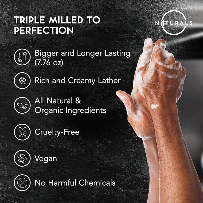 O NATURALS 7.76 oz (3PC) Exfoliating Soap Bar Cedarwood - Heavy Grit Mens Soap - All Natural Exfoliation Bar Soap for Men - Apricot Kernels Bar Soap - Face Soap Bar - Moisturizing Mens Face Bar Soap
