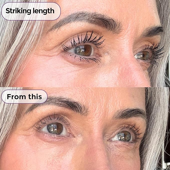Rumi Cosmetiques VolumeCare+ Mascara For Older Women - Extreme Length and Volume 2-in-1 Formula - No Clumps, Long-Wearing, Hypoallergenic Mascara For Sensitive Eyes (Natural Black)