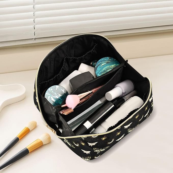 Makeup Organizer Bag, Death Moth Butterfly Travel Makeup Bags Makeup Vanity Case Large Capacity Rhombus Cosmetic Toiletry Bag for Girl Women Ladies