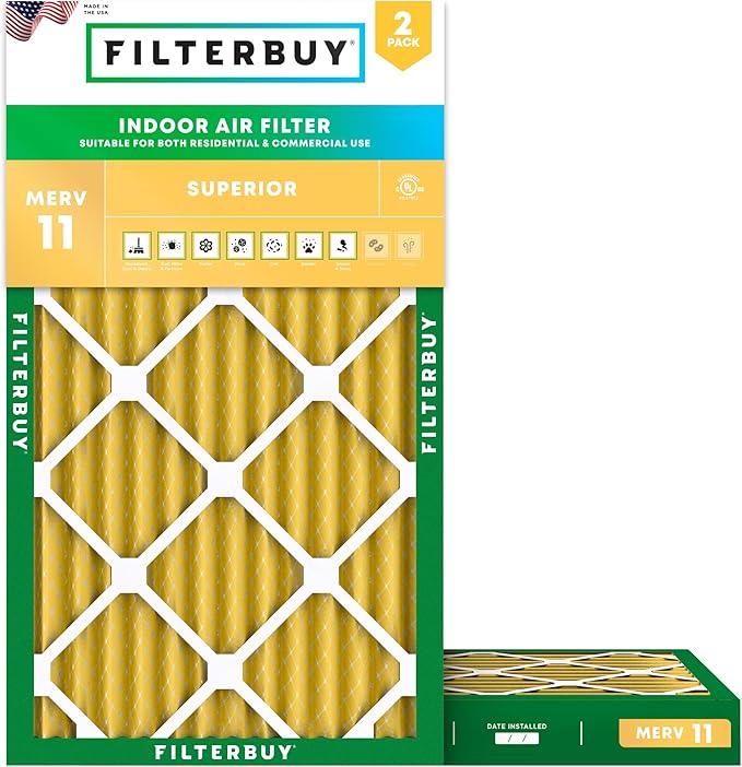 Filterbuy 10x20x2 Air Filter MERV 11 Superior Pet & Allergy Defense, by Filterbuy