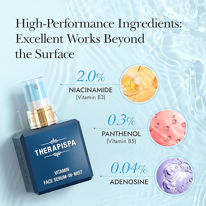 THERAPISPA Face Serum-In-Mist – Glow-Boosting Face Mist & Spray Serum with Niacinamide, Panthenol & Hyaluronic Acid for Smoothing & Hydrating Skin (Vitamin, 2.0 fl oz)