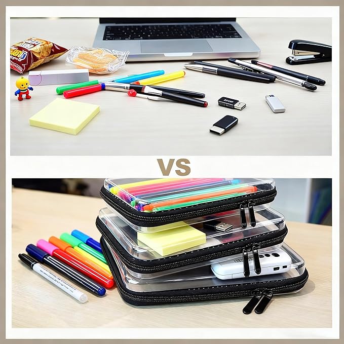 3pcs Clear Hard Shell Zipper Case, Transparent Hard Plastic Zipper Pouches, Portable Travel Organizer, Clear Toiletry Bag, Craft and Arts Organizer, Toy Storage Bins, Stackable Hard Side Plastic Case