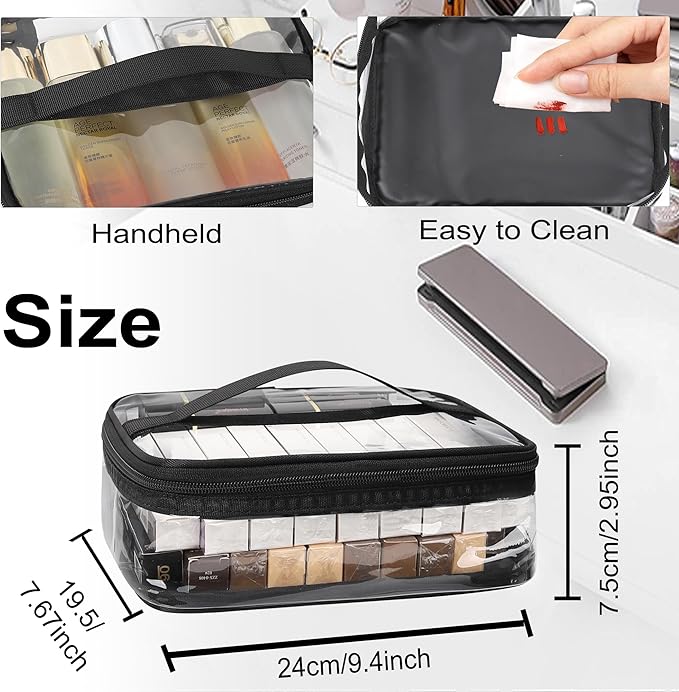 TANTO Clear Makeup Bags with Handles, Toiletry Bag, PVC Clear Cosmetic Bags for Women and Men, Cosmetic Storage Pouches with Zipper (7.6 * 9.4 * 2.9in)