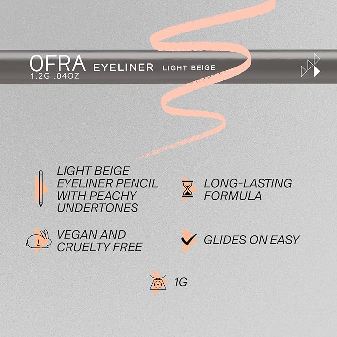 Ofra Eyeliner Pencil - Light Beige | Precision Beige for Bold, Long-Lasting Looks | Waterproof and Smudge-Proof Formula | Easy Glide Application for Intense Definition and All-Day Wear