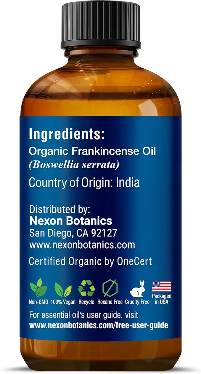 Organic Frankincense Essential Oil 30 ml - Pure, Natural Oils for Aromatherapy, Diffusers, DIY, Candle and Soap Making Scent - Nexon Botanics