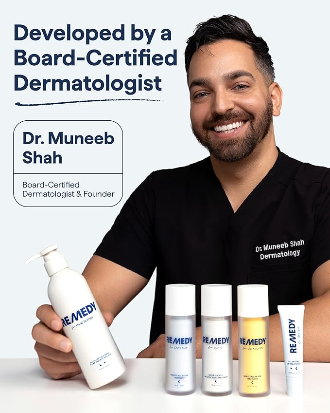 Remedy for Healthy Aging - Retinaldehyde, Resveratrol, Glycolic Acid, Argireline, Ferulic Acid, Matrixyl 3000 - Anti-Aging Treatment for Wrinkles, Uneven Texture & Tone - By Dermatologist Dr. Shah