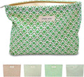 STARDW Aesthetic Floral Makeup Bag Cute Small Cosmetic Bags for Women Girls, Travel Toiletry Bag Large Capacity Zipper Makeup Pouch, Purse Organizer Pouches (Green Flora)