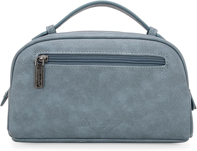 Montana West Wrangler Makeup Bag for Women Small Cosmetic Toiletry Bags Western Paisley Make Up Pouch Durable Cute Travel Purse, Jean Blue