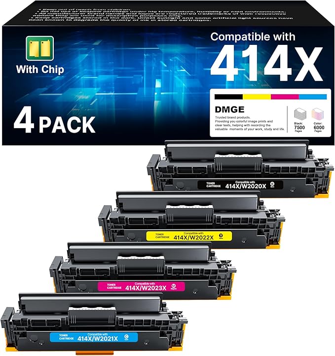 414X Toner Cartridges 4 Pack: High Yield MFP M479fdw Compatible Replacement for HP 414X 414A for HP Color Laserjet Pro MFP M479fdw Toner, M479fdn M479 M479dw M454dw M454dn M455dn M480f Printer︱W2020X