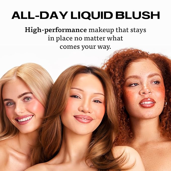 Sacheu Cheek STAY-N Liquid Blush for Cheeks — High Pigment, Buildable, Lightweight Cream Blush for Dewy & Radiant Flushed Cheeks — Long-lasting & Cruelty Free, I'm Flirty