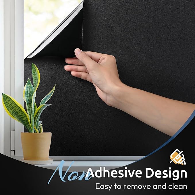 rabbitgoo Blackout Window Film, Sun Heat Blocking Privacy Cover for Glass, Removable Opaque Room Darkening Dark Black Out Window Covers Tint Shades for Home Day Sleep Light Blocker 23.6 x 78.7 Inches