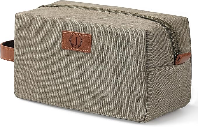 Janhavi Personalized Waterproof Toiletry Bag for Men,Gifts for Boyfriend,Toiletry Bag For Shower Caddy,Engraved Initials & Wheat Ear, Mens Toiletry Travel Bag,Travel Essentials for Men(Olive Green J)