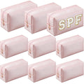 Sanwuta 9 Pcs Makeup Bags Bulk PU Double Zippers Cosmetic Bag Makeup Toiletry Christmas Small Pouch Portable Travel Organizers Case for Women Bridesmaid Party End of The Year(Rose Gold)