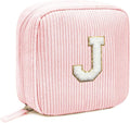 LETGO Birthday Gifts for Women Small Personalized Initial Monogram Makeup Bag,Preppy Corduroy Makeup Bags Travel Toiletry Bag Cute Pouch Purse for Her Mom Girlfriend Wife Sister Teacher Bridesmaid