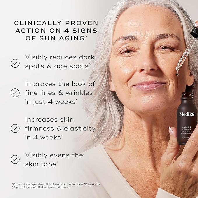 Medik8 Super C Ferulic - 30 Percent Ethylated L-Ascorbic Acid Vitamin C Serum - Face Serum with Vitamin E and Ferulic Acid - Gluten Free - 1.0 oz