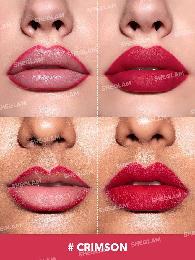 SHEGLAM Lip Liner Creamy Matte Pencil High Pigment Not Easy to Fade Silky Smooth Matte Contour Tint Lip Makeup-Crimson