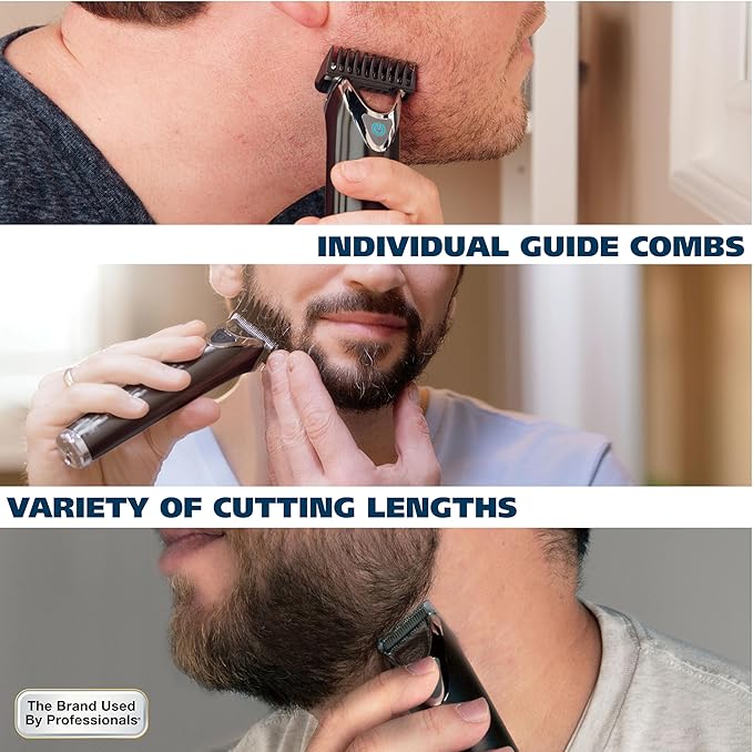 WAHL USA Stainless Steel Lithium Ion 2.0+ Slate Beard Trimmer for Men - Electric Shaver, Nose Ear Trimmer, Rechargeable All in One Men's Grooming Kit - Model 9864