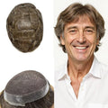 FACE MIRACLE Hair System for Men French Lace Mens Toupee Human Hair Replacement System Lace with PU Toupee for Men Male Hair Piece Wigs 6"X9" #520 5# MEDIUM LIGHT BROWN WITH 20% SYNTHETIC GREY