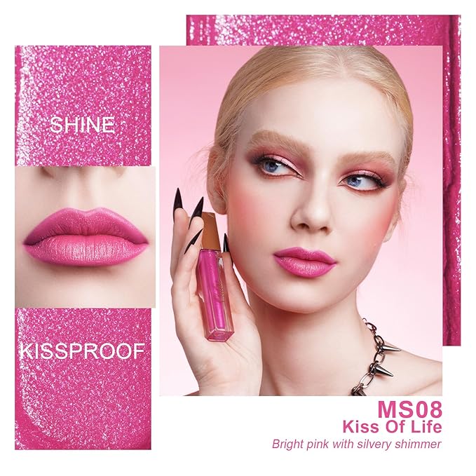 Oulac Pink Matte Liquid Lipstick for Women, Long Lasting Lipstick Waterproof Lip Stain, No Transfer, Creamy High Pigmented Formula with Rose Oil, Vegan & Cruelty-Free MS08
