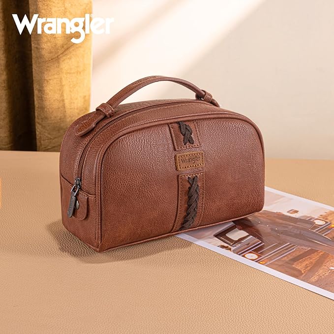 Montana West Wrangler Makeup Bags for Women Portable Toiletry Bag Small Travel Cosmetic Organizer for Gift Zipper Closure