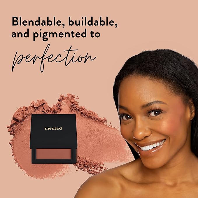 Mented Cosmetics Made in Italy, Cruelty Free Makeup, Vegan, Paraben Free, Shimmer Cheek Blush Palette for Face, Powder Face Blush for Women with Vitamin E, 0.2oz/7g, Pinky Promise