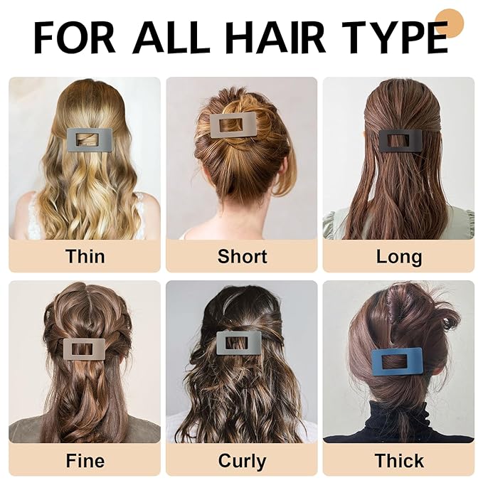 8 Pack French Flat Hair Clips for Women – Large Matte No-Slip Claw Barrettes for Thick & Thin Hair, Strong Hold Styling Accessories (Dark Neutral)