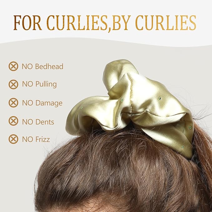 100% Mulberry Silk Scrunchies for Women Ponytail Holders – Plus Rhinestone-Embellished Design for Curly, No Damage Hair Ties for Curly, Thick, and Thin - Hair Accessories for Women Green